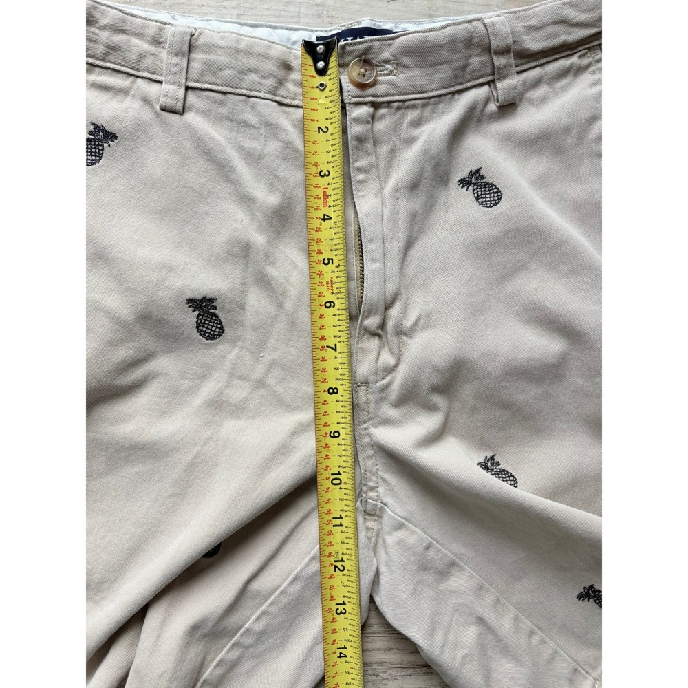 Chaps‎ Chino Shorts Tan Khaki Pineapple Embroidered Cotton Mens Size 32 - Picture 7 of 8